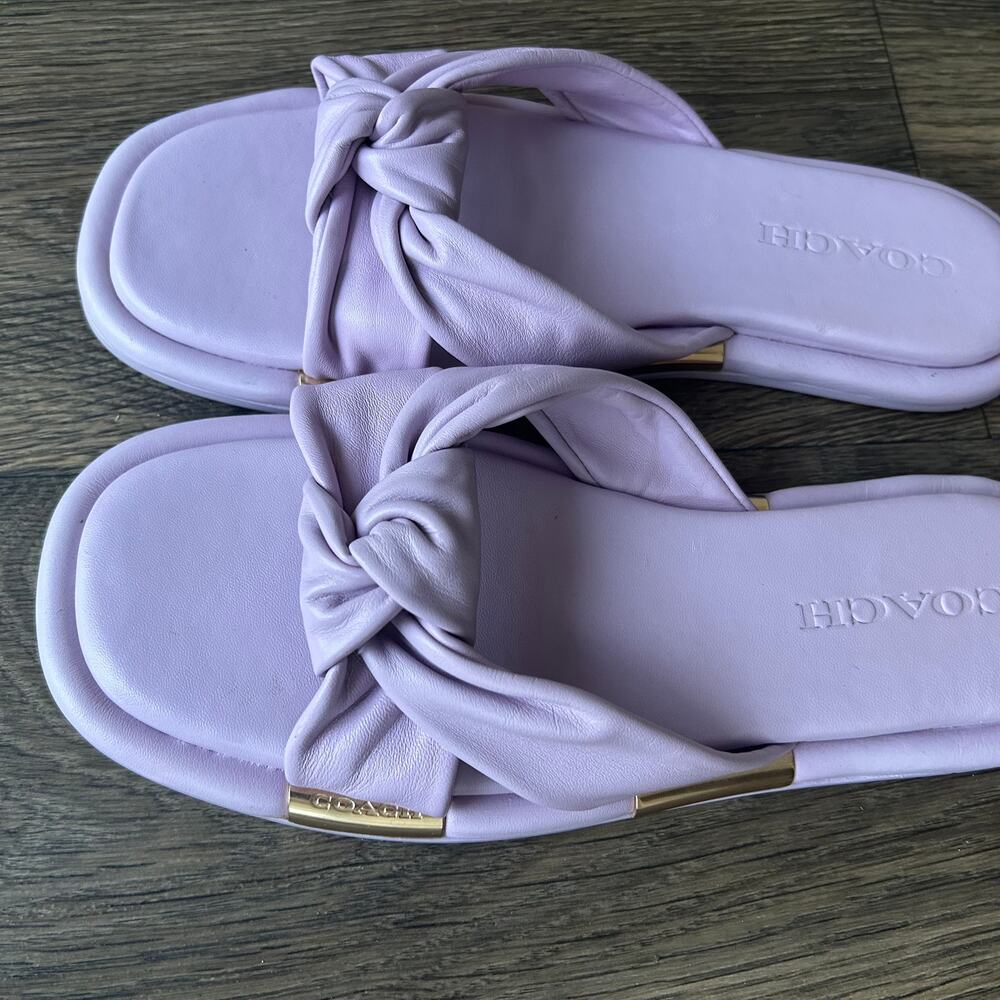 Coach Purple Brooklyn Leather Slides Size 8 - Picture 10 of 14